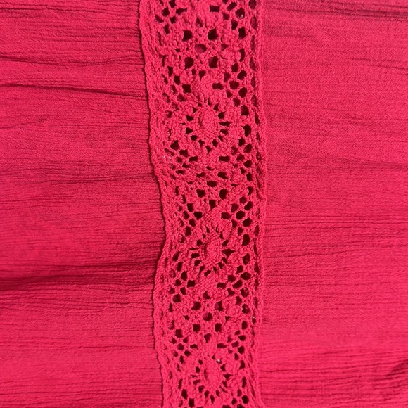 Magenta linen. Skirt with pockets. - Picture 2 of 5
